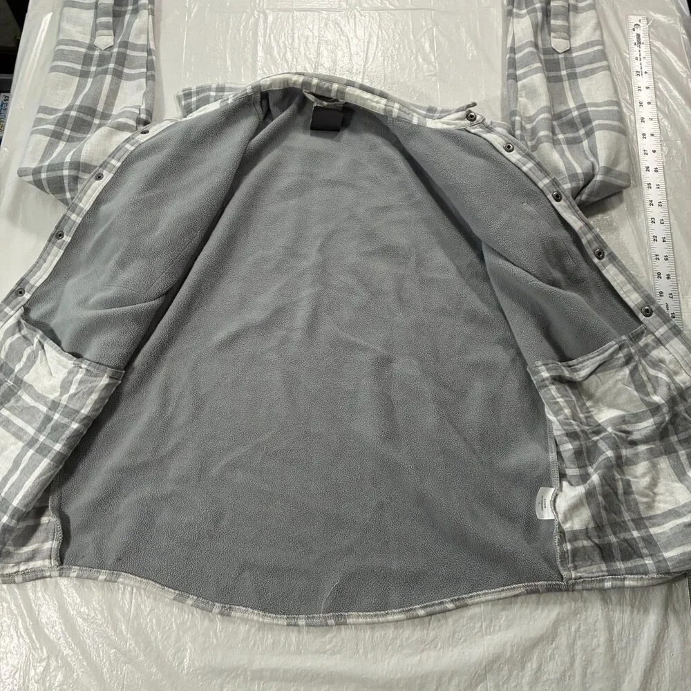 Vuori Range Shirt Jacket Men Small Flannel Snap Fleece Lined Shacket V246 Gray